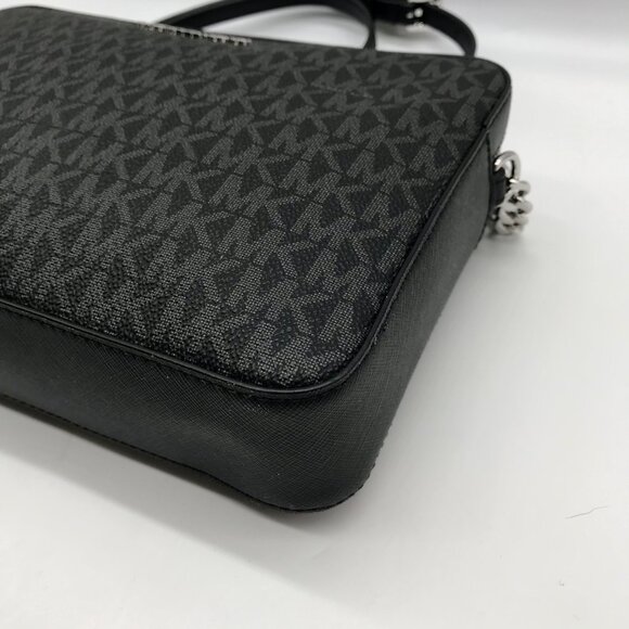 Michael Kors Black Logo Monogram Canvas Jet Set Crossbody - Picture 6 of 10